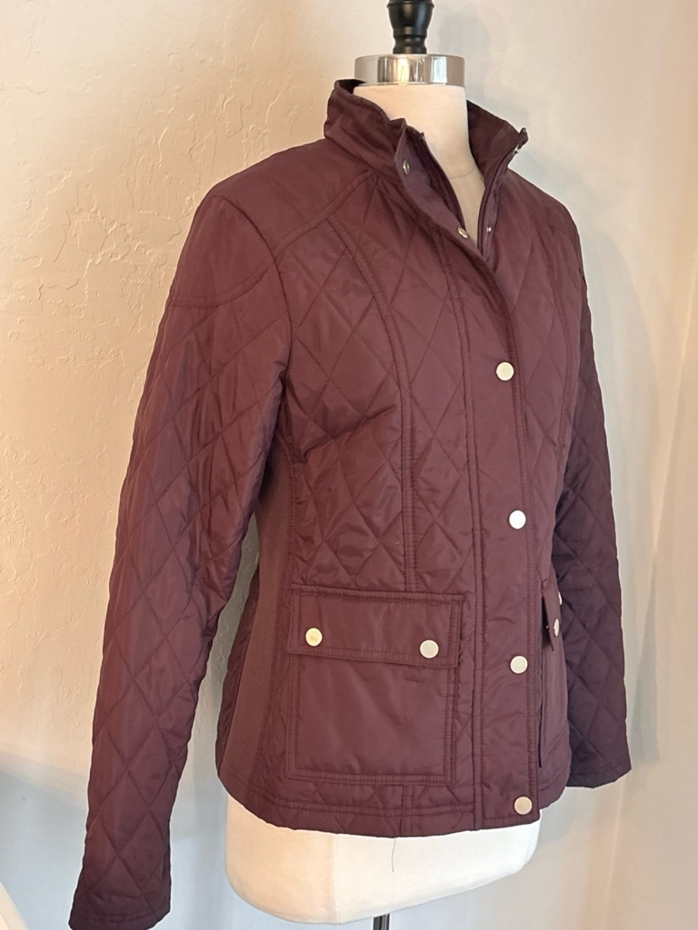 Andeawy Lightweight Quilted Puffer Jacket Zip Front, Burgundy, Sz M - Picture 2 of 4